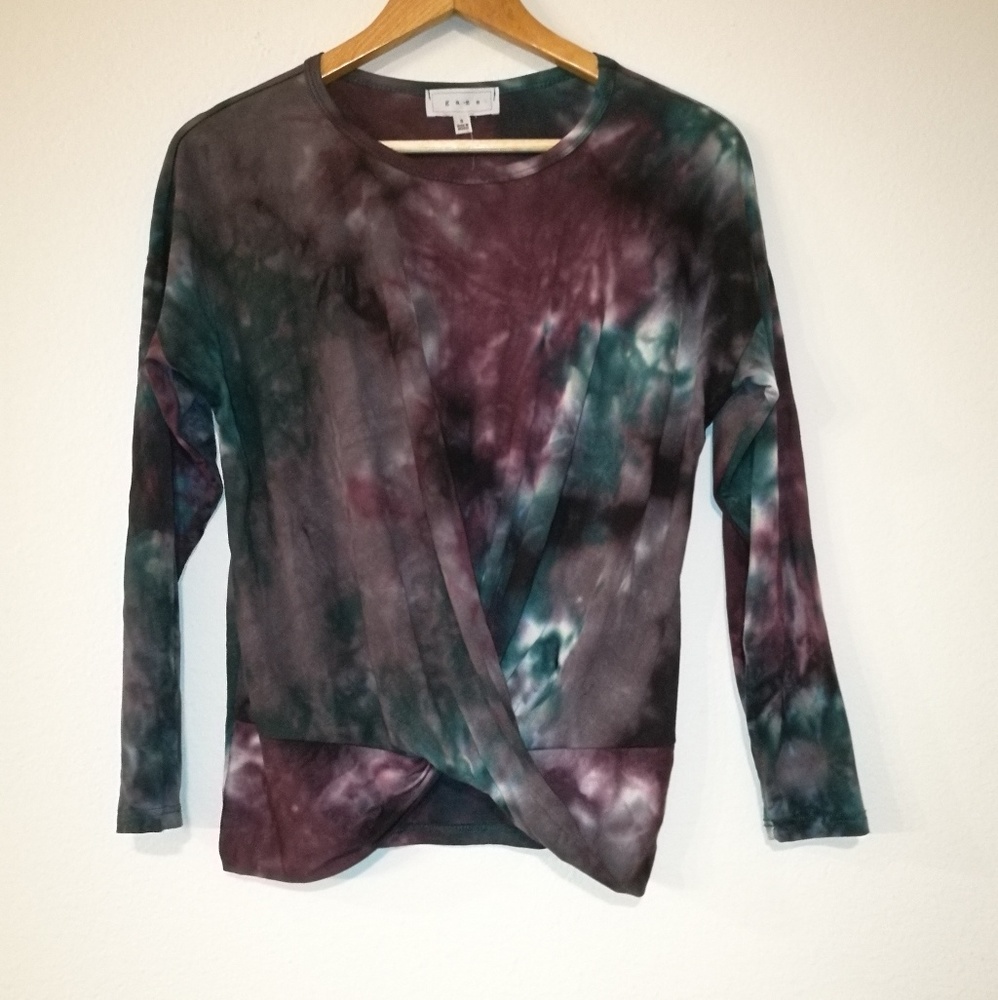 Tie Dye Crossover Long Sleeve Top Size S